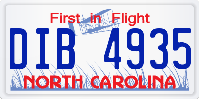 NC license plate DIB4935
