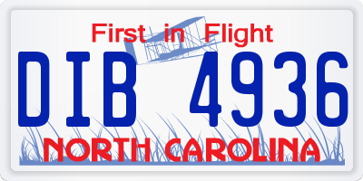 NC license plate DIB4936