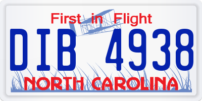 NC license plate DIB4938