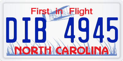 NC license plate DIB4945