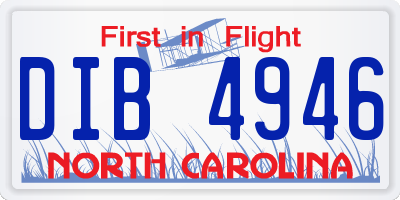 NC license plate DIB4946
