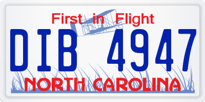 NC license plate DIB4947