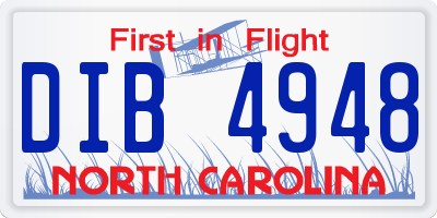 NC license plate DIB4948