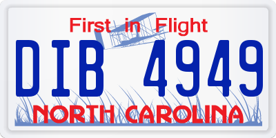 NC license plate DIB4949
