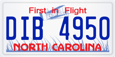 NC license plate DIB4950