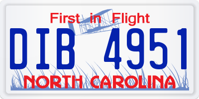 NC license plate DIB4951