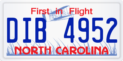 NC license plate DIB4952