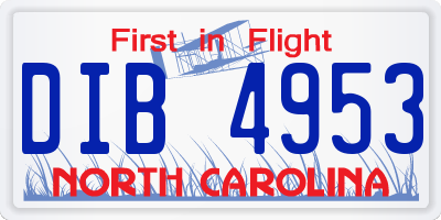 NC license plate DIB4953