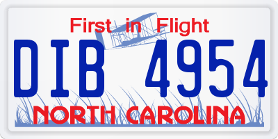 NC license plate DIB4954