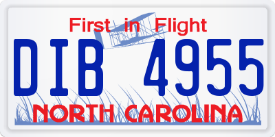 NC license plate DIB4955