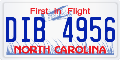 NC license plate DIB4956