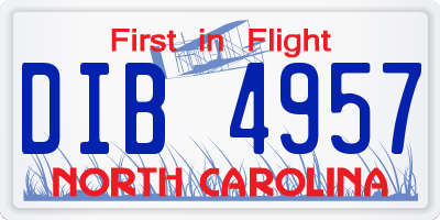 NC license plate DIB4957