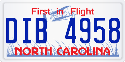NC license plate DIB4958