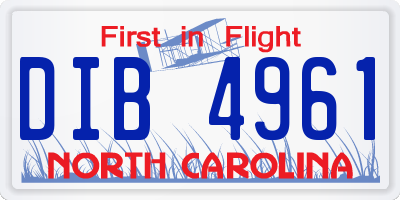 NC license plate DIB4961