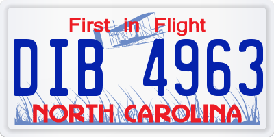 NC license plate DIB4963