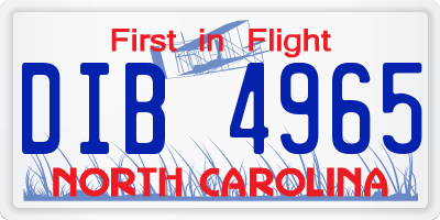 NC license plate DIB4965