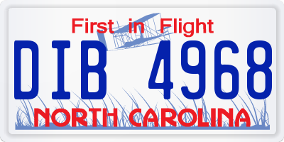 NC license plate DIB4968