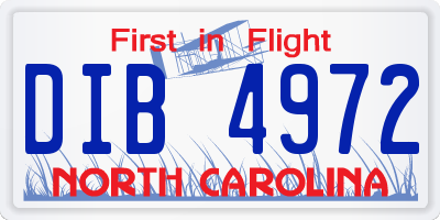 NC license plate DIB4972