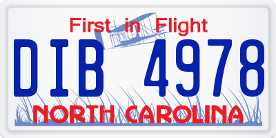 NC license plate DIB4978