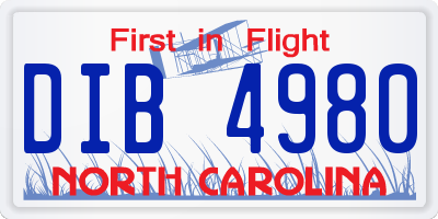 NC license plate DIB4980