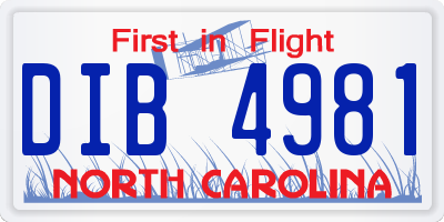 NC license plate DIB4981