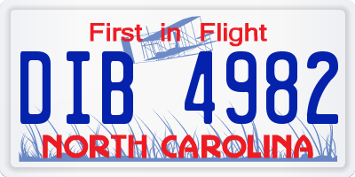 NC license plate DIB4982