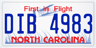 NC license plate DIB4983