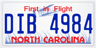 NC license plate DIB4984