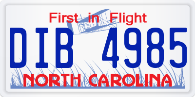 NC license plate DIB4985