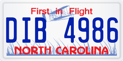 NC license plate DIB4986