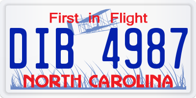 NC license plate DIB4987
