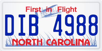NC license plate DIB4988