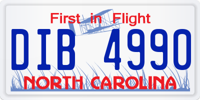 NC license plate DIB4990