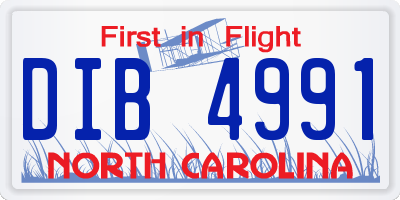 NC license plate DIB4991
