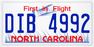 NC license plate DIB4992