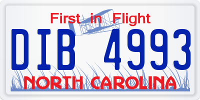 NC license plate DIB4993