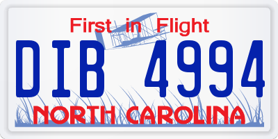 NC license plate DIB4994