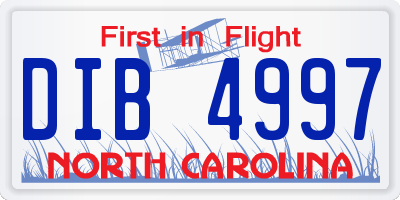 NC license plate DIB4997