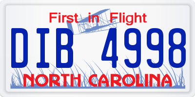 NC license plate DIB4998