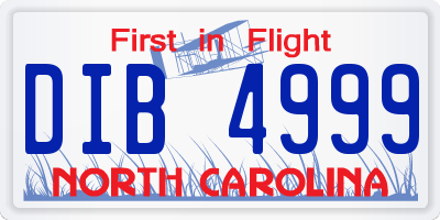 NC license plate DIB4999