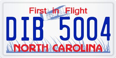 NC license plate DIB5004