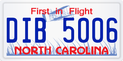 NC license plate DIB5006
