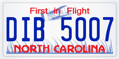 NC license plate DIB5007