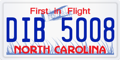 NC license plate DIB5008