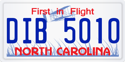 NC license plate DIB5010