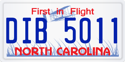 NC license plate DIB5011