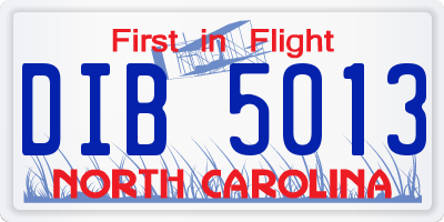 NC license plate DIB5013