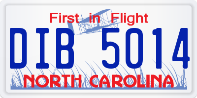 NC license plate DIB5014