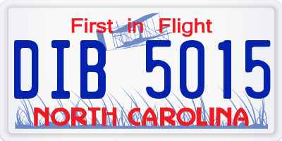 NC license plate DIB5015