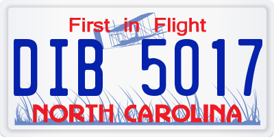 NC license plate DIB5017